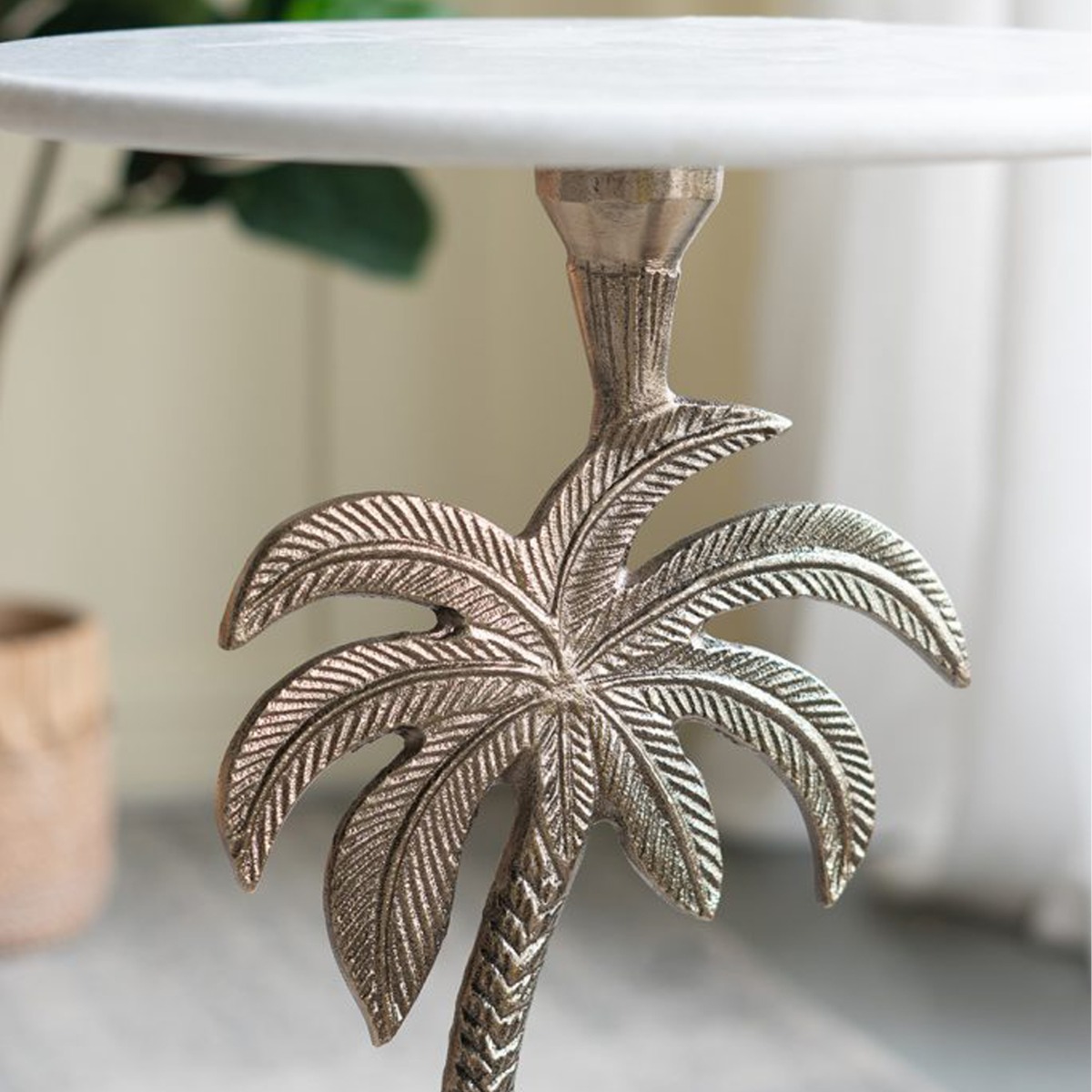 Artekko Noble Χρυσό Μεταλλικό Βοηθητικό Τραπέζι με Μαρμάρινη Επιφάνεια (35.6x35.6x61)cm