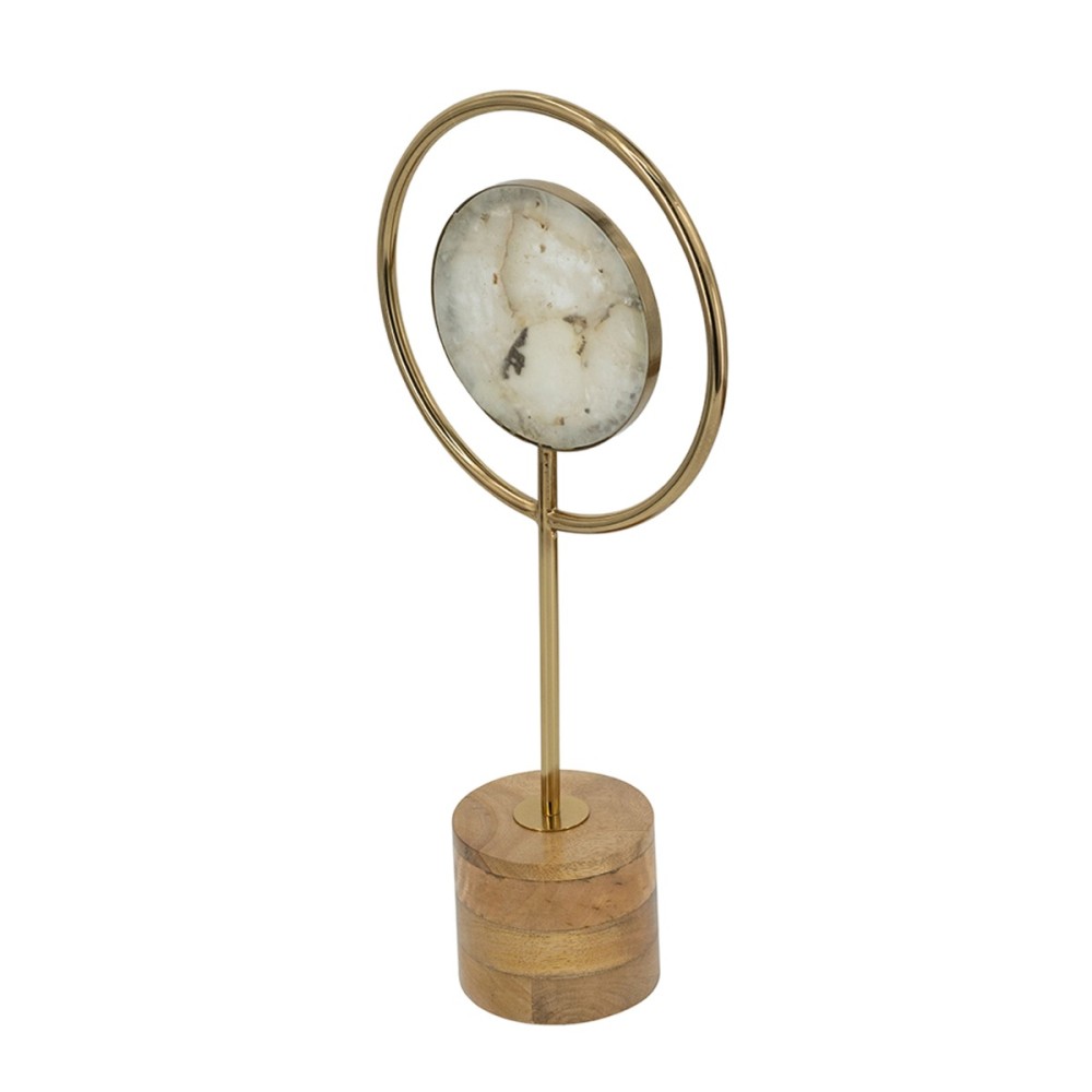 Artekko Agate Χρυσό Μεταλλικό Διακοσμητικο με Αχάτη σε Ξύλινη Βάση (20x10x45)cm