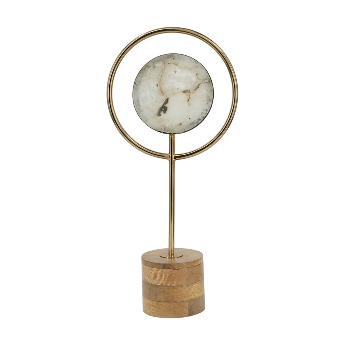 Artekko Agate Χρυσό Μεταλλικό Διακοσμητικο με Αχάτη σε Ξύλινη Βάση (20x10x45)cm