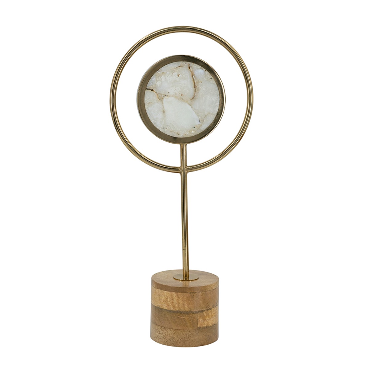 Artekko Agate Χρυσό Μεταλλικό Διακοσμητικο με Αχάτη σε Ξύλινη Βάση (20x10x45)cm