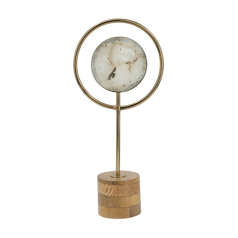 Artekko Agate Χρυσό Μεταλλικό Διακοσμητικο με Αχάτη σε Ξύλινη Βάση (20x10x45)cm