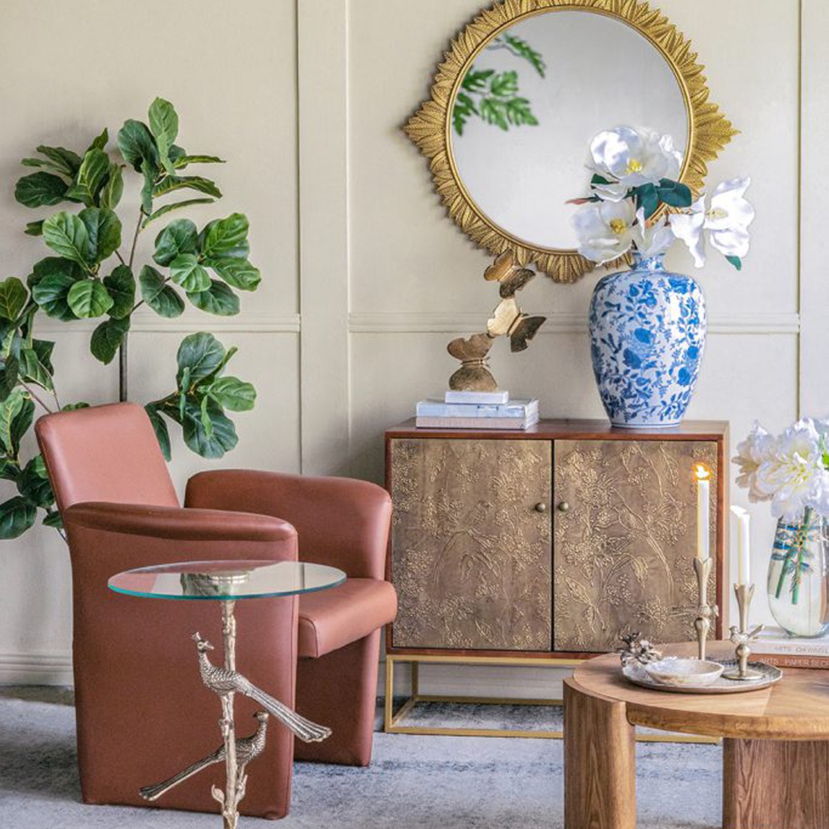 Artekko Noble Χρυσό Μεταλλικό Διακοσμητικό με Πεταλούδες (25x7.5x40)cm