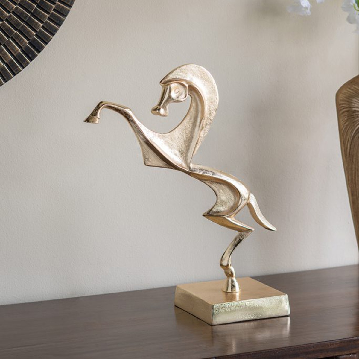 Artekko Animal Χρυσό Μεταλλικό Διακοσμητικό με Άλογο (38x15x45)cm