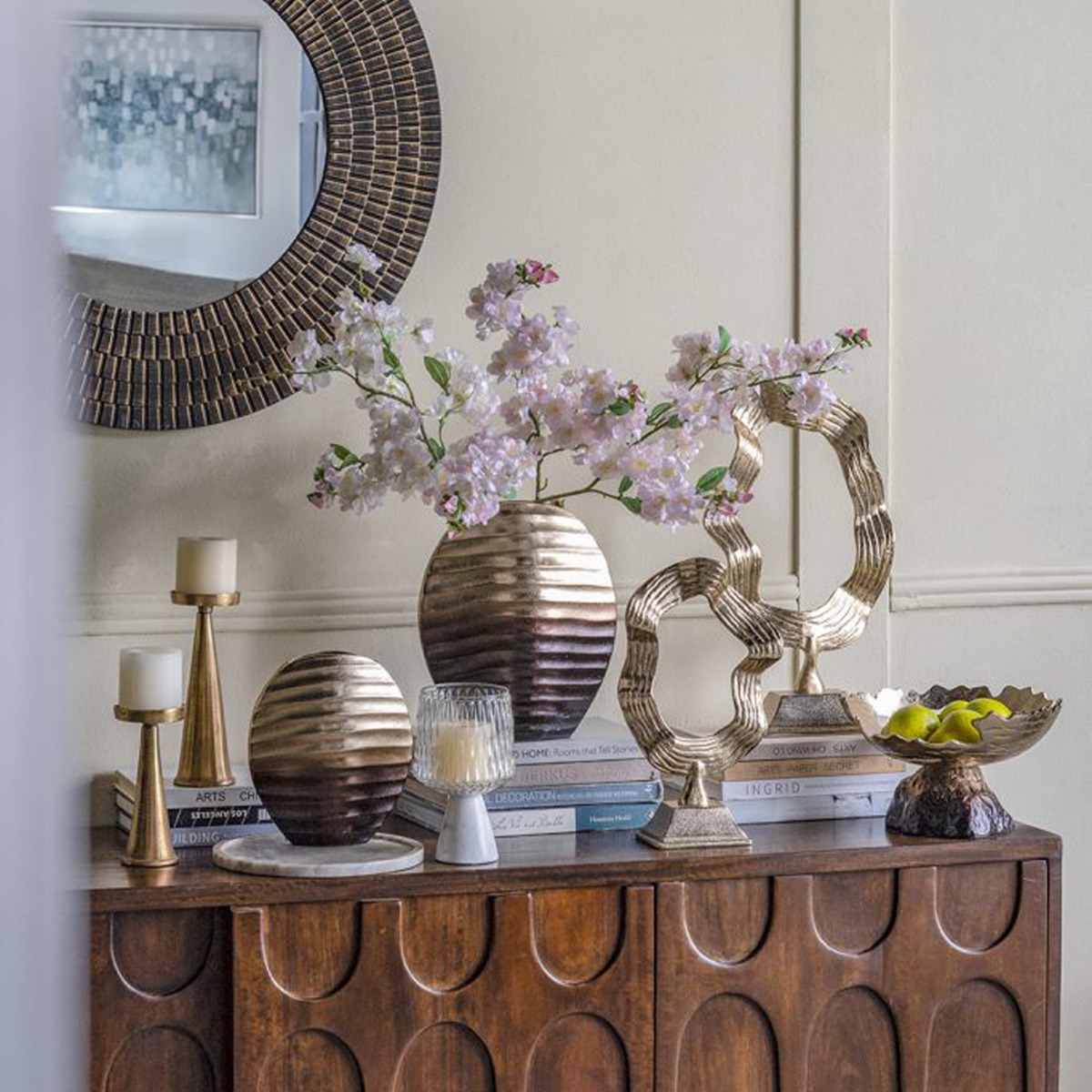 Artekko Noble Χρυσό Μεταλλικό Κηροπήγιο (8.3x8.3x24.3)cm