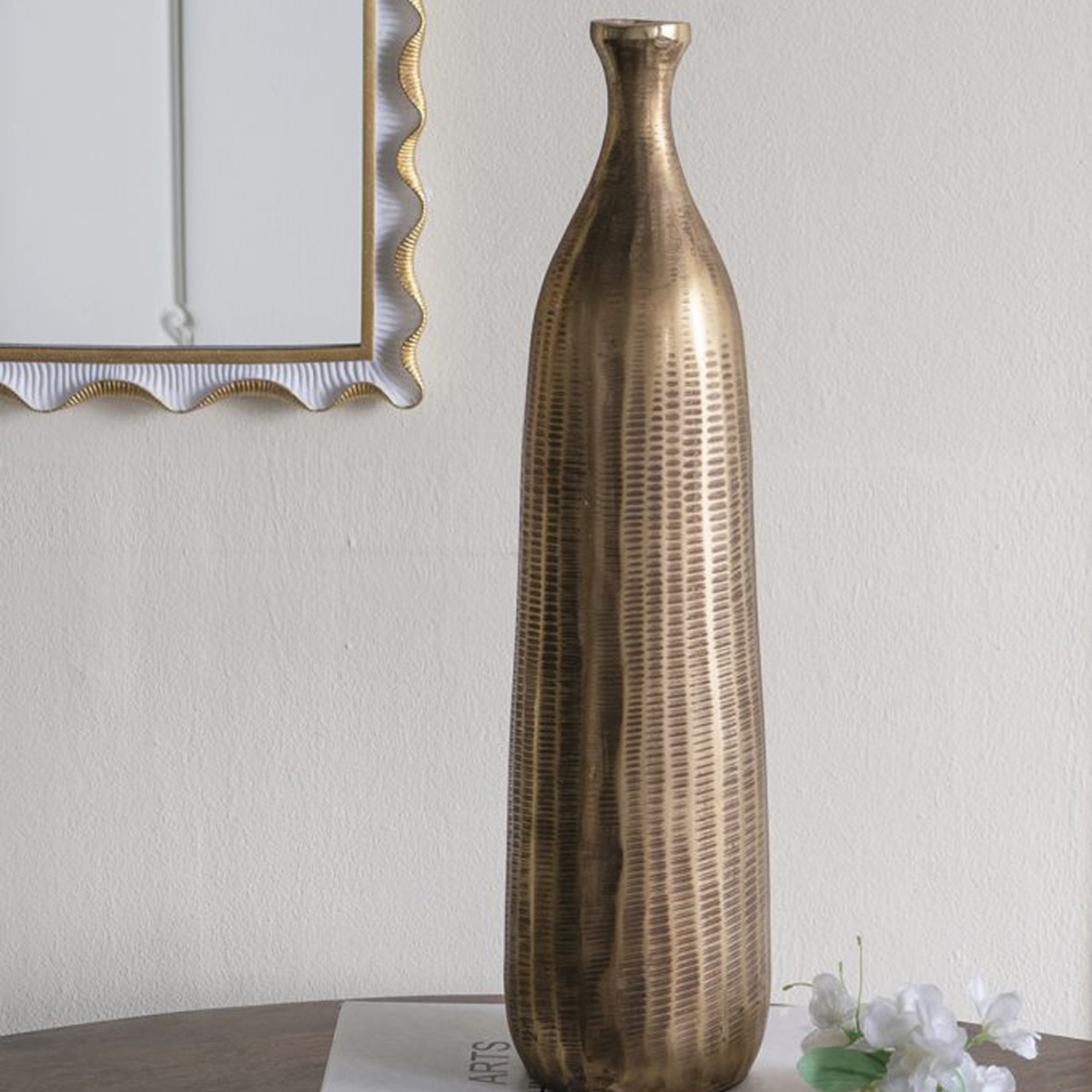 Artekko Noble Χρυσό Μεταλλικό Βάζο (13x13x51)cm