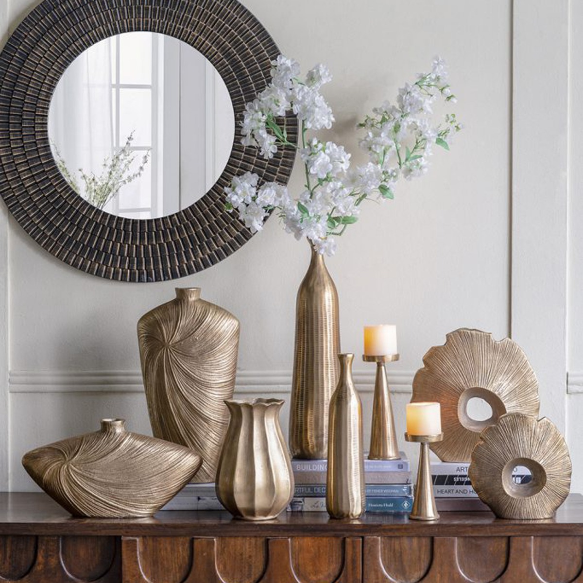 Artekko Noble Χρυσό Μεταλλικό Βάζο (13x13x51)cm