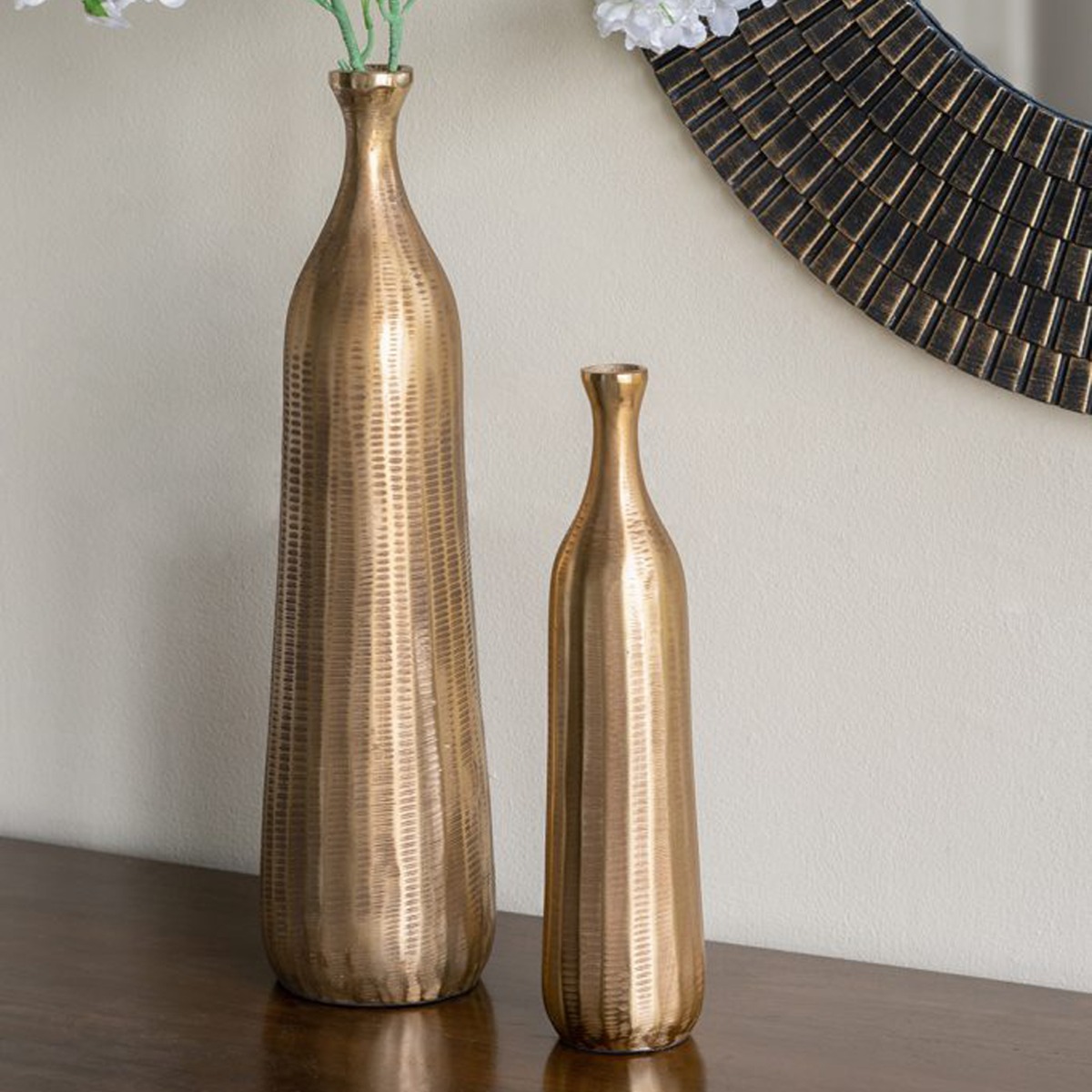 Artekko Noble Χρυσό Μεταλλικό Βάζο (9.5x9.5x38)cm