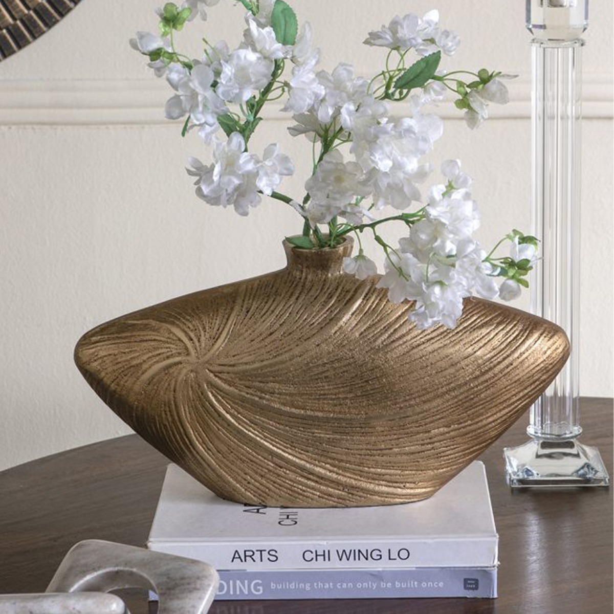 Artekko Noble Χρυσό Μεταλλικό Βάζο (40.8x11.5x22.3)cm