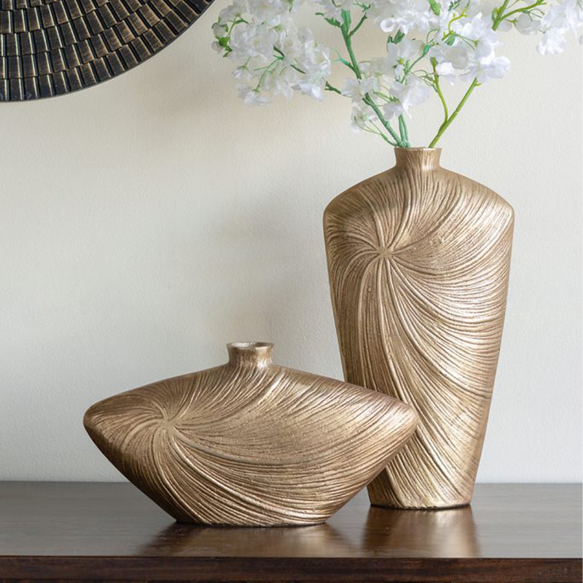 Artekko Noble Χρυσό Μεταλλικό Βάζο (40.8x11.5x22.3)cm