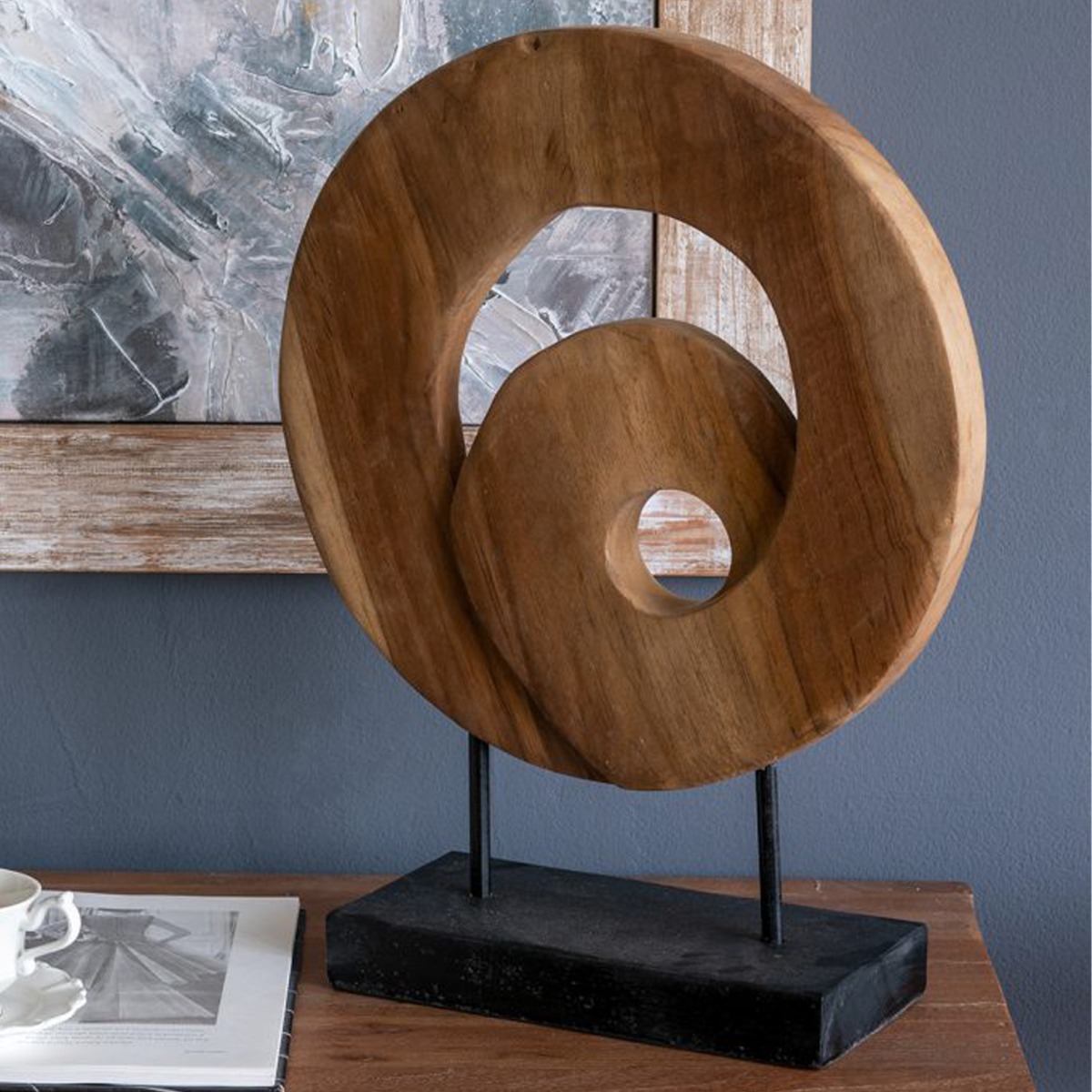 Artekko Woody Καφέ Διακοσμητικό Γλυπτό από Ξύλο Teak (35x12x45)cm