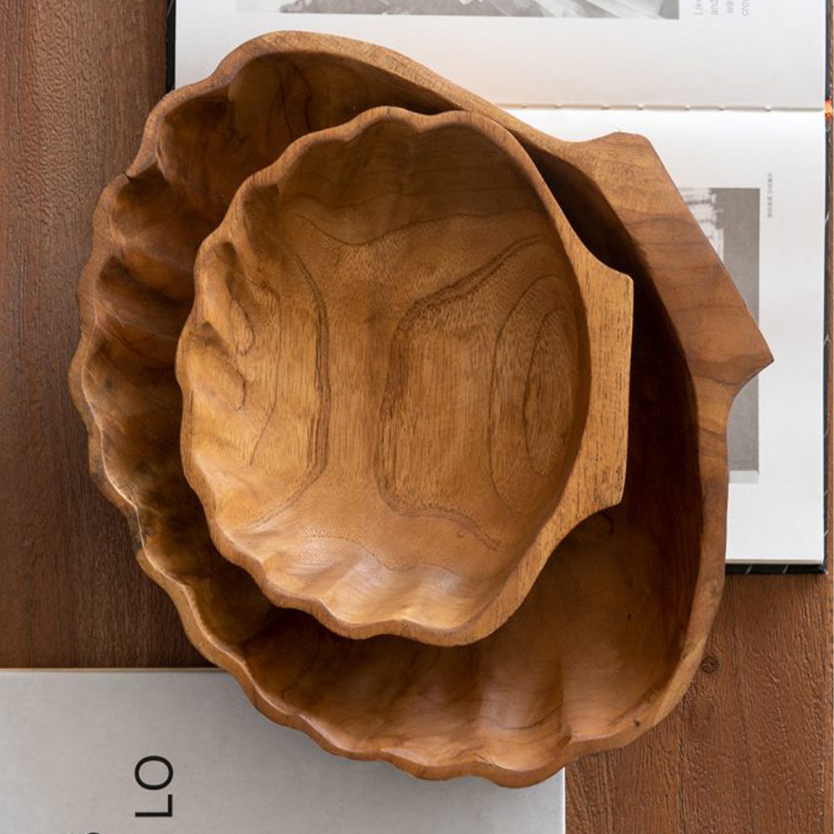 Artekko Woody Καφέ Διακοσμητική Πιατέλα από Ξύλο Teak (30x25x3)cm