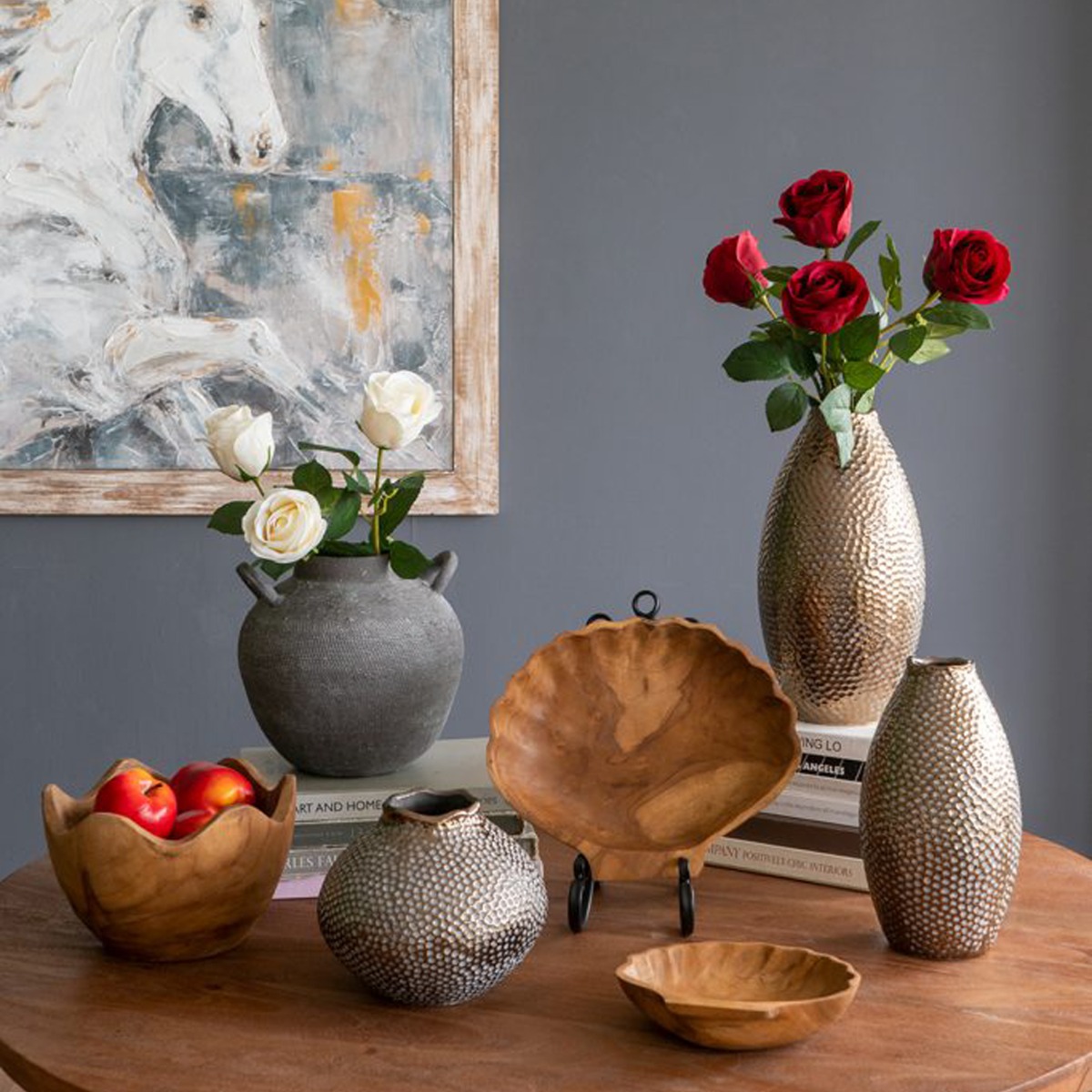 Artekko Woody Καφέ Διακοσμητικό Μπολ από Ξύλο Teak (26x26x14)cm