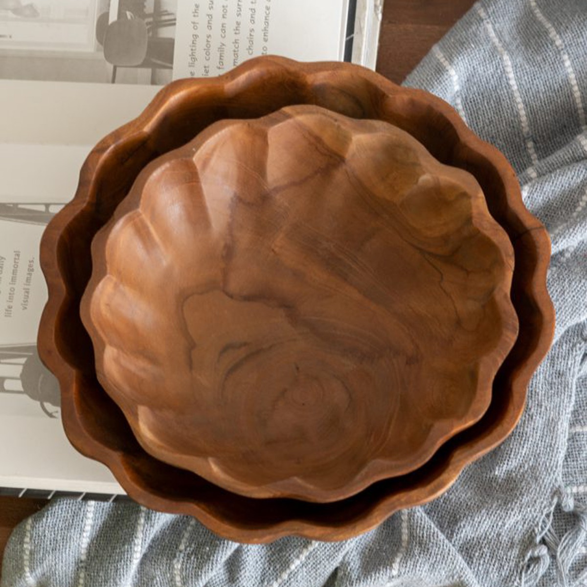 Artekko Woody Καφέ Διακοσμητική Πιατέλα από Ξύλο Teak (25x25x6)cm