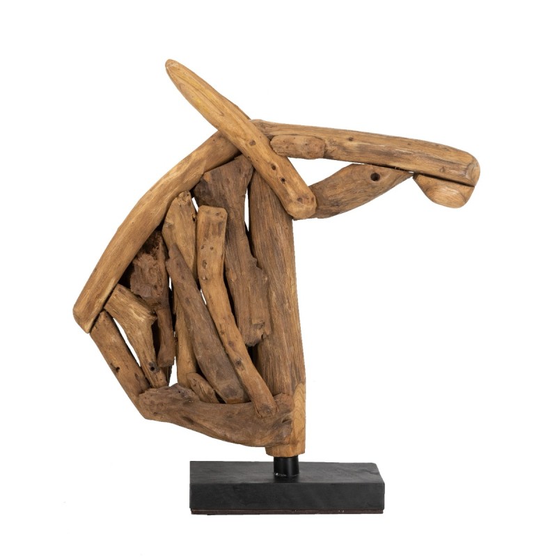 Artekko Woody Καφέ Διακοσμητικό Γλυπτό Άλογο από Ξύλο Teak (65x13x73)cm
