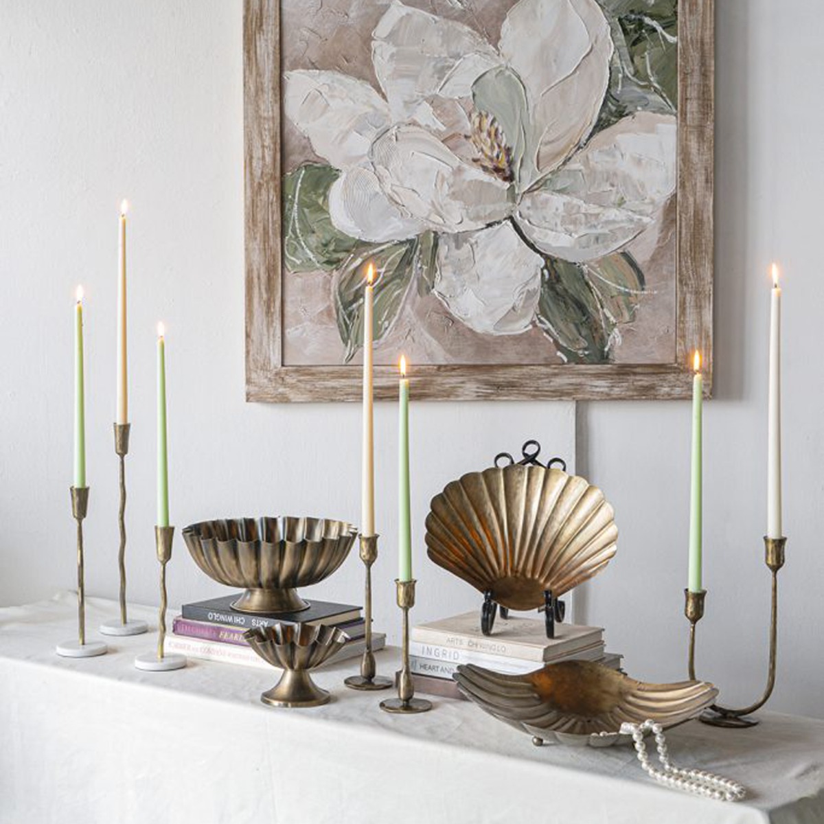 Artekko Solis Χρυσά Μεταλλικά Κηροπήγια (7.6x7.6x25.4)cm (7.6x7.6x20.3)cm 2pcs