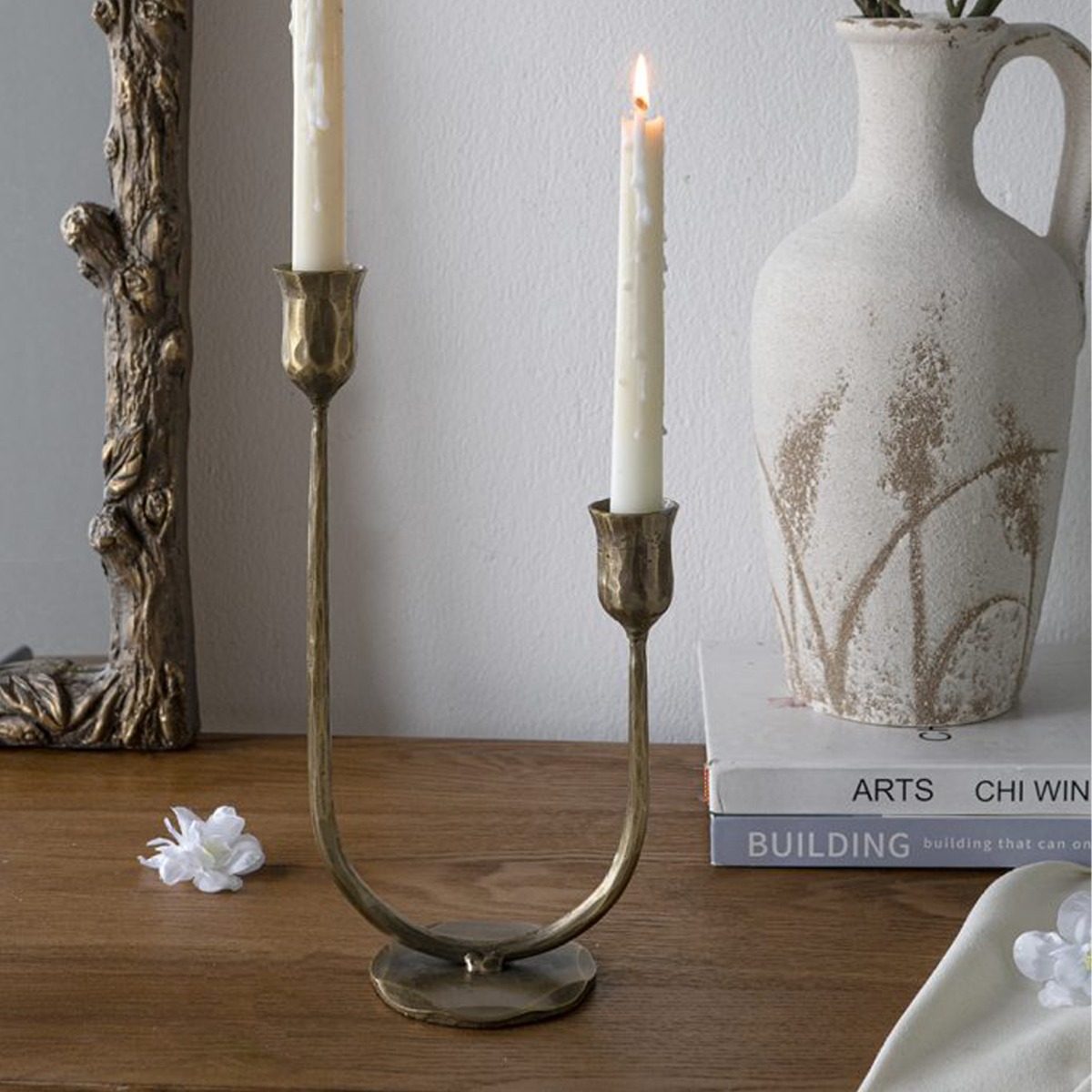 Artekko Solis Χρυσό Μεταλλικό Κηροπήγιο (16x9x29)cm