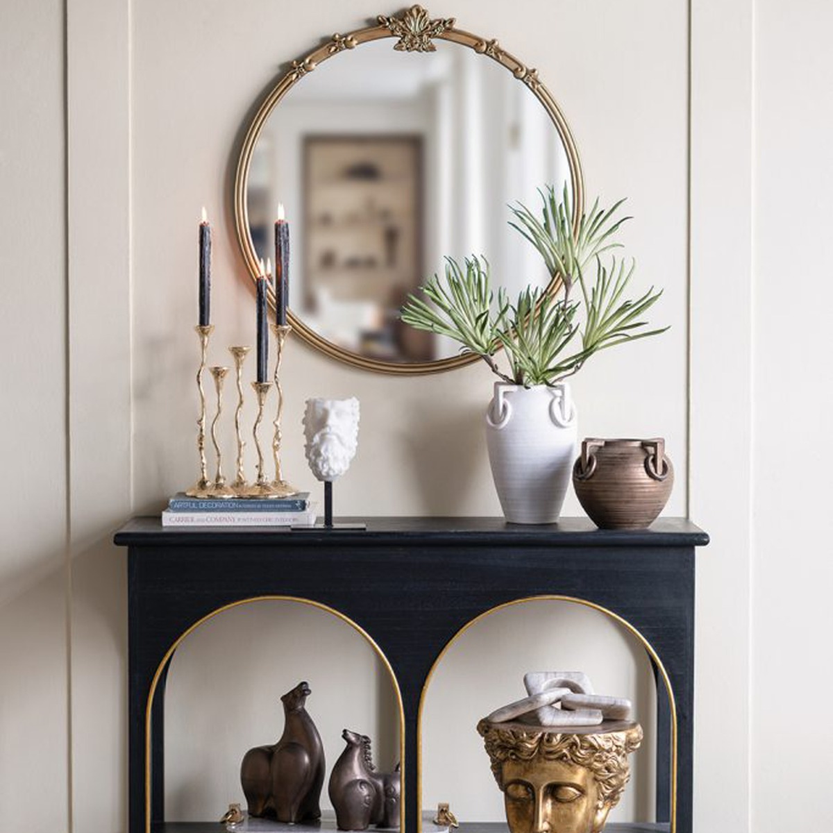 Artekko Mirror Χρυσός MDF Καθρέπτης Τοίχου (76x2.5x79)cm