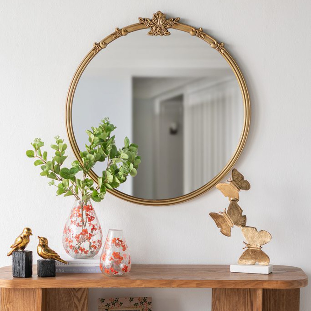 Artekko Mirror Χρυσός MDF Καθρέπτης Τοίχου (76x2.5x79)cm
