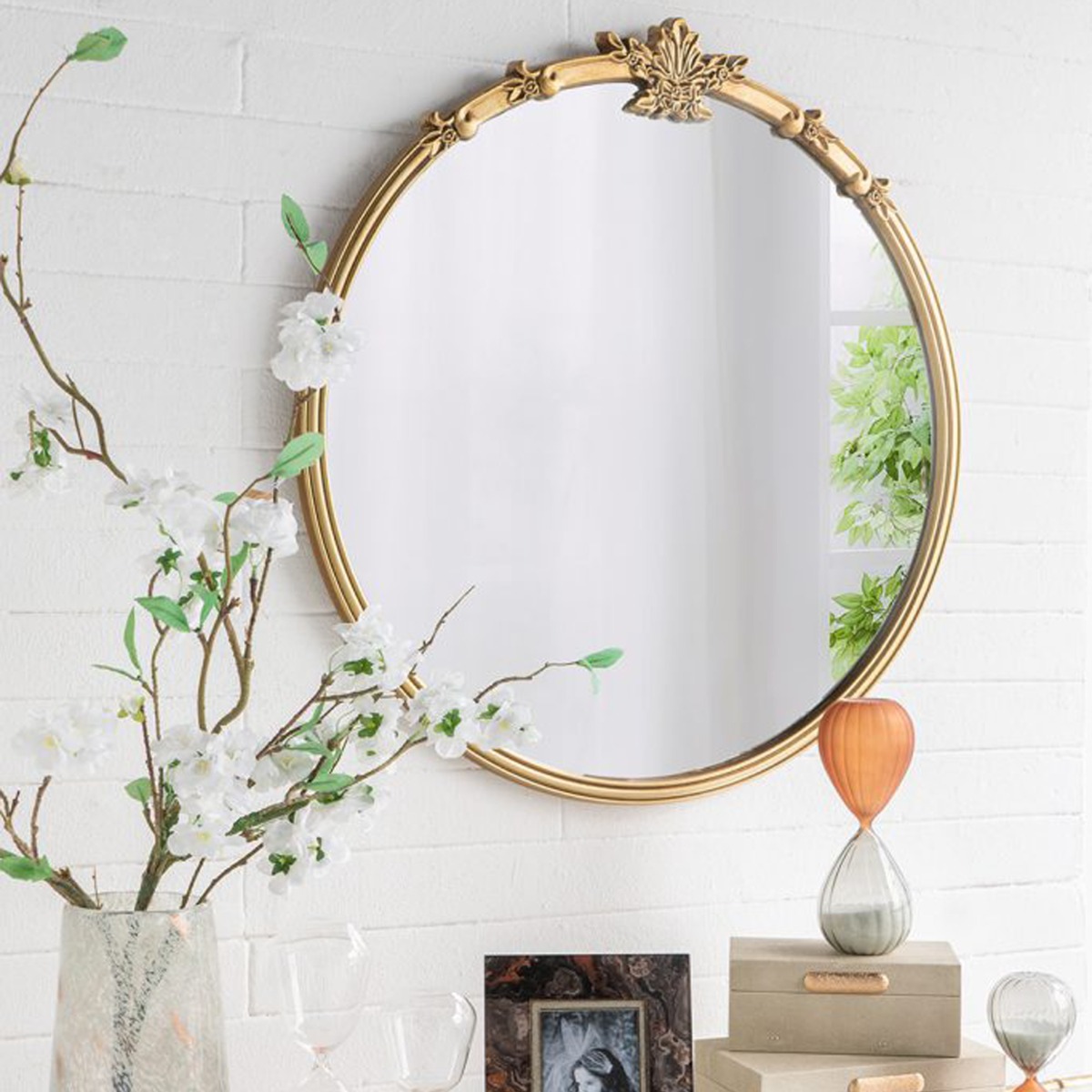 Artekko Mirror Χρυσός MDF Καθρέπτης Τοίχου (76x2.5x79)cm