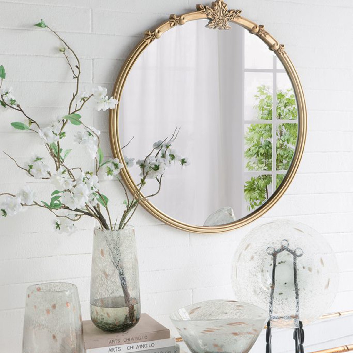 Artekko Mirror Χρυσός MDF Καθρέπτης Τοίχου (76x2.5x79)cm