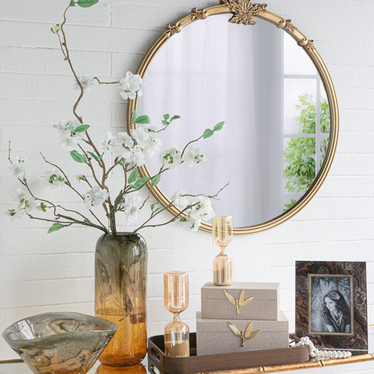 Artekko Mirror Χρυσός MDF Καθρέπτης Τοίχου (76x2.5x79)cm