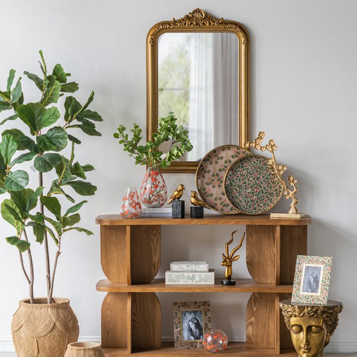Artekko Mirror Χρυσός MDF Καθρέπτης Τοίχου (60x2.5x95)cm