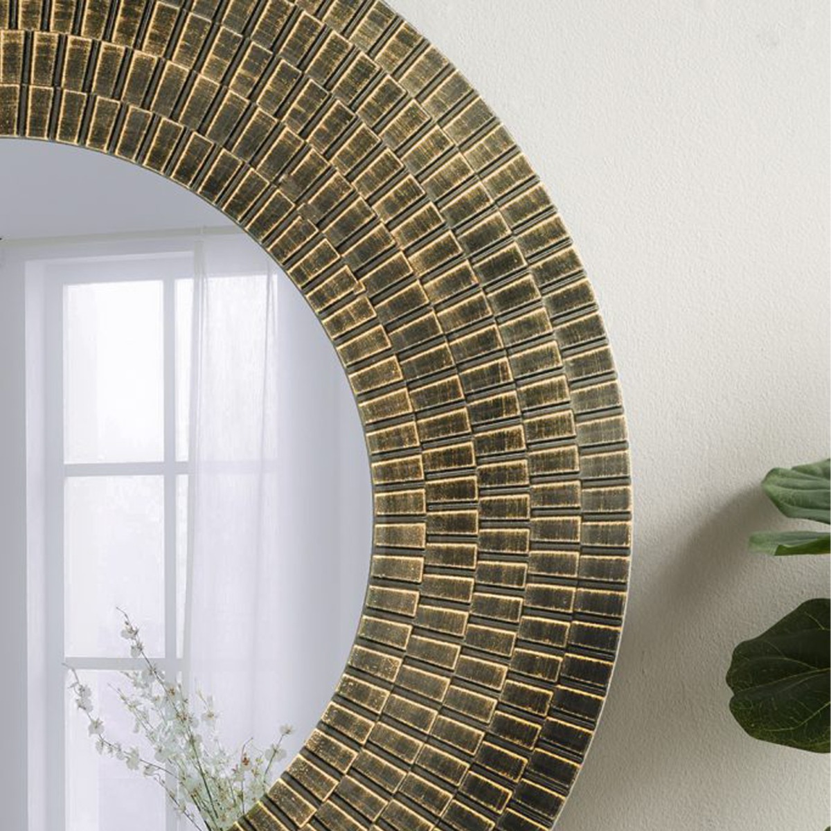 Artekko Mirror Χρυσός MDF Καθρέπτης Τοίχου (75x1.8x75)cm