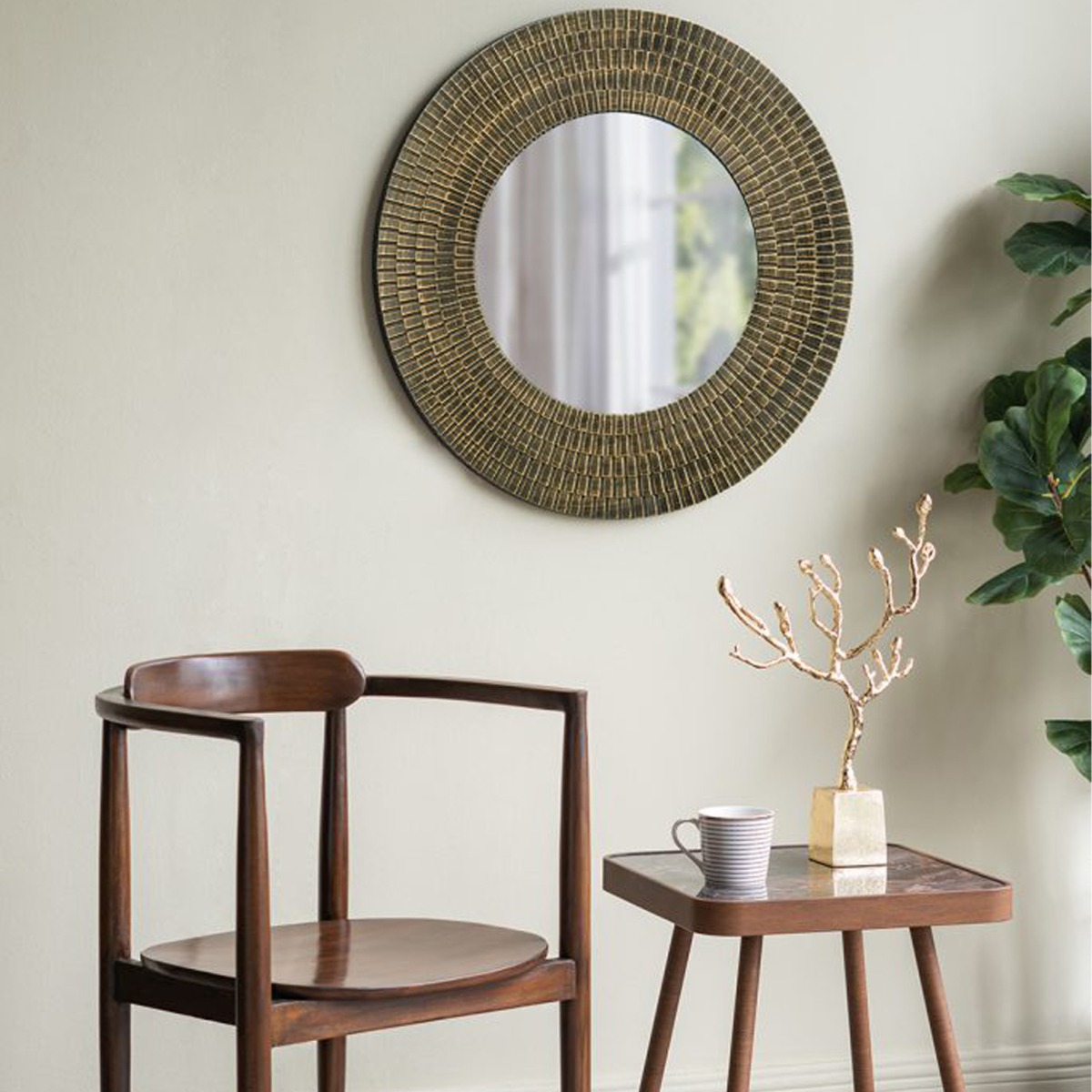 Artekko Mirror Χρυσός MDF Καθρέπτης Τοίχου (75x1.8x75)cm