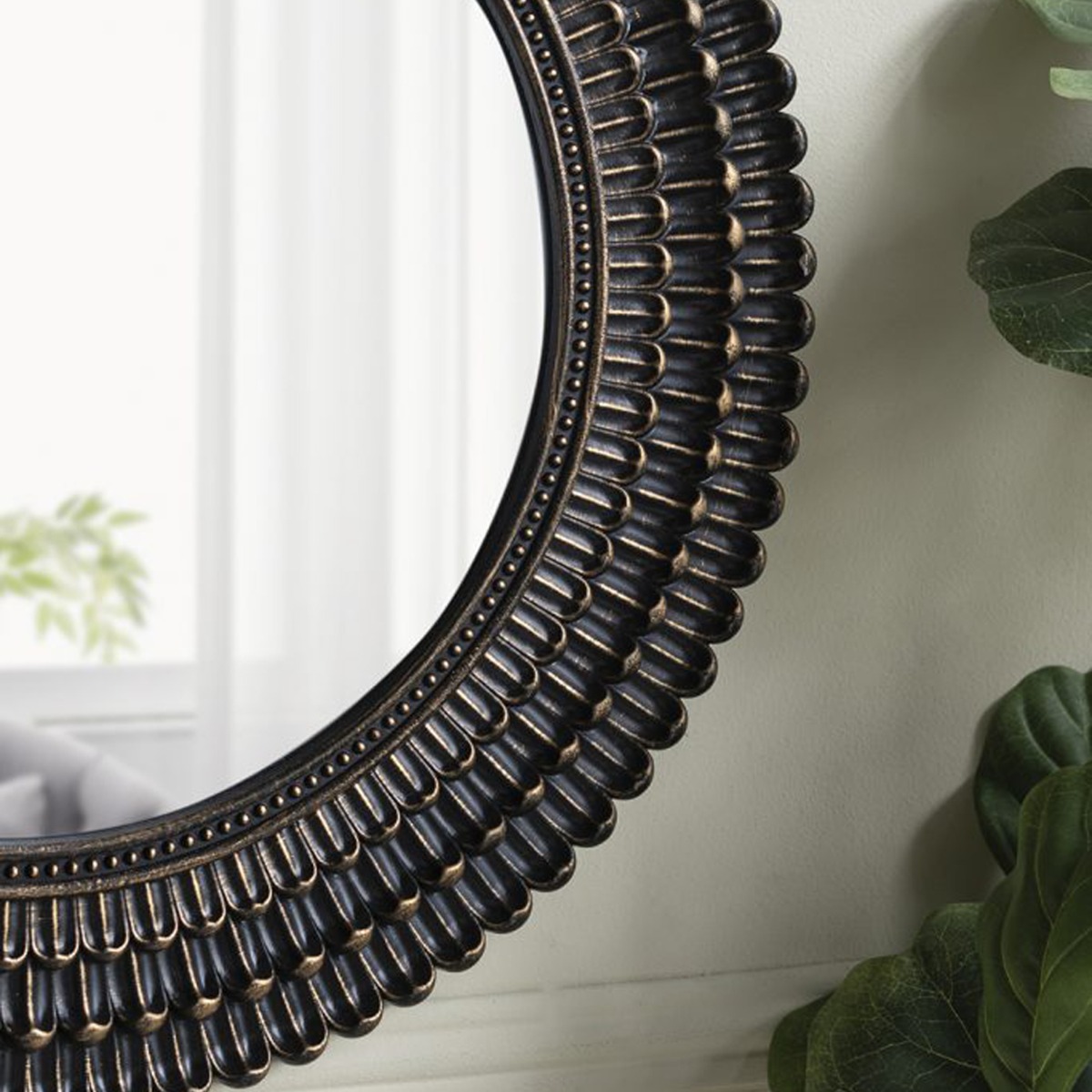 Artekko Mirror MDF Καθρέπτης Τοίχου σε Μαύρο με Χρυσό (67x3x67)cm