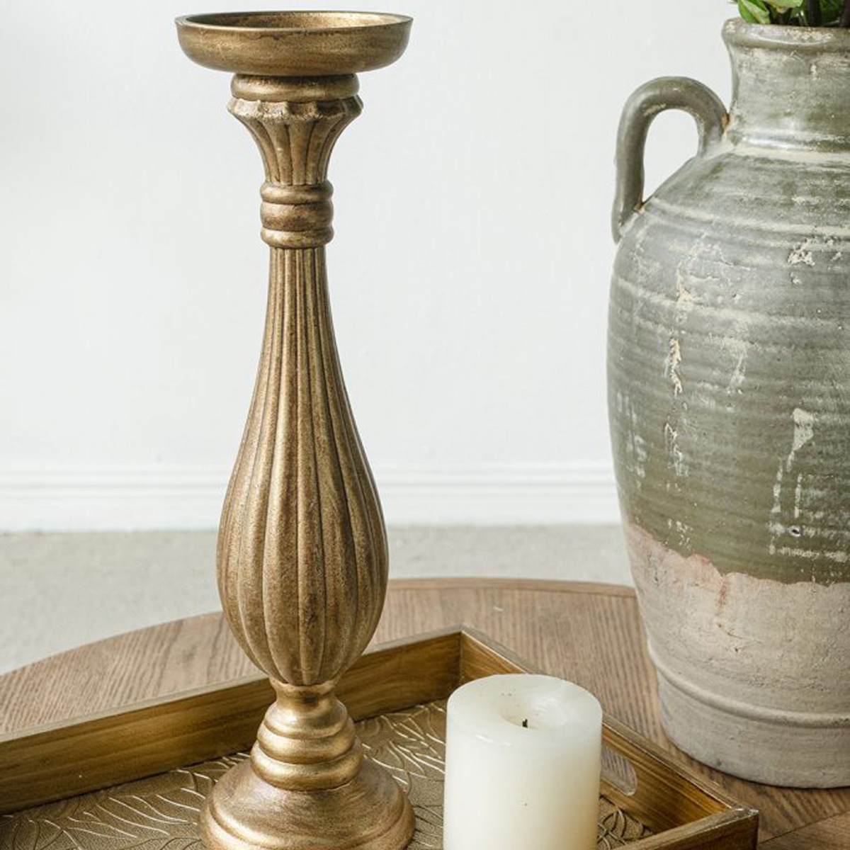 Artekko Solis Χρυσό MDF Κηροπήγιο (10.8x10.8x39.5)cm