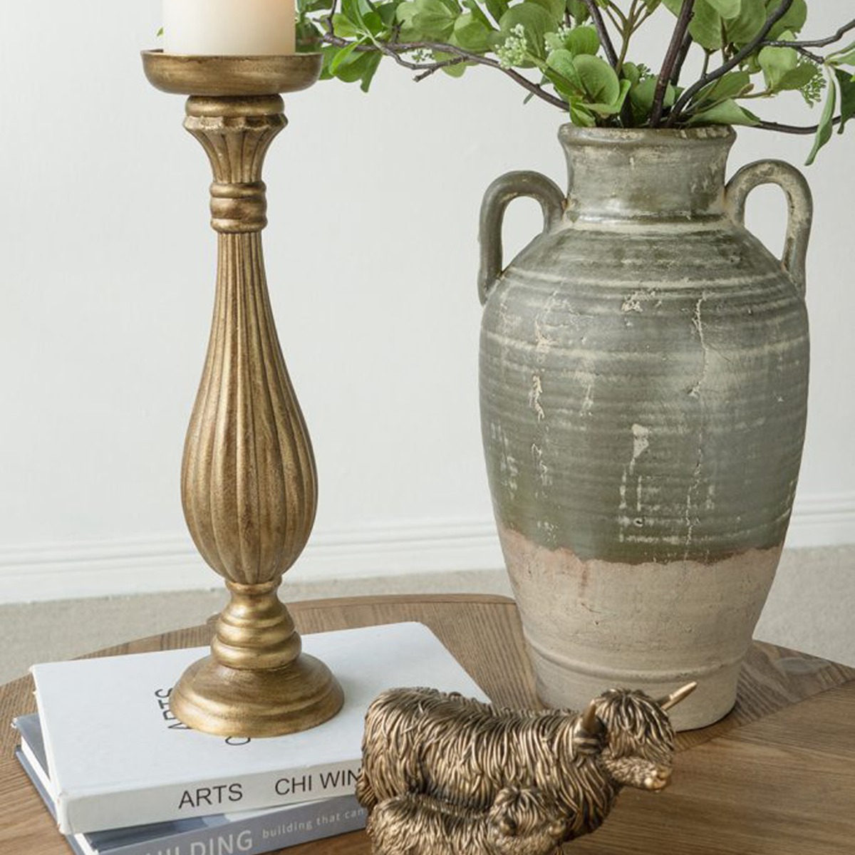 Artekko Solis Χρυσό MDF Κηροπήγιο (10.8x10.8x39.5)cm