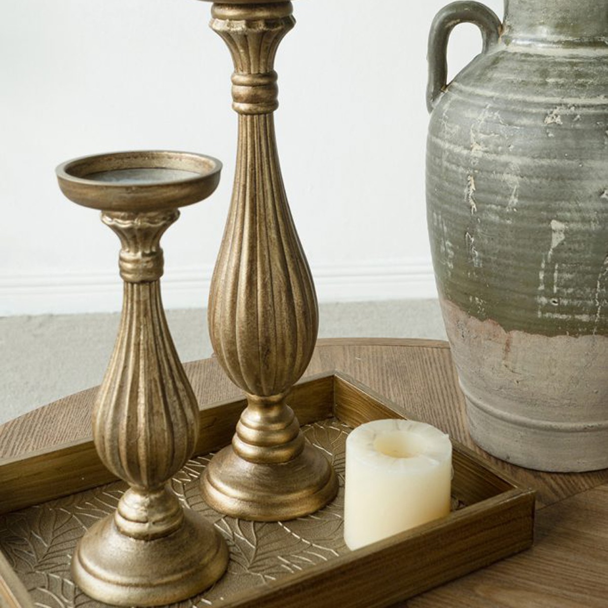 Artekko Solis Χρυσό MDF Κηροπήγιο (10.8x10.8x39.5)cm