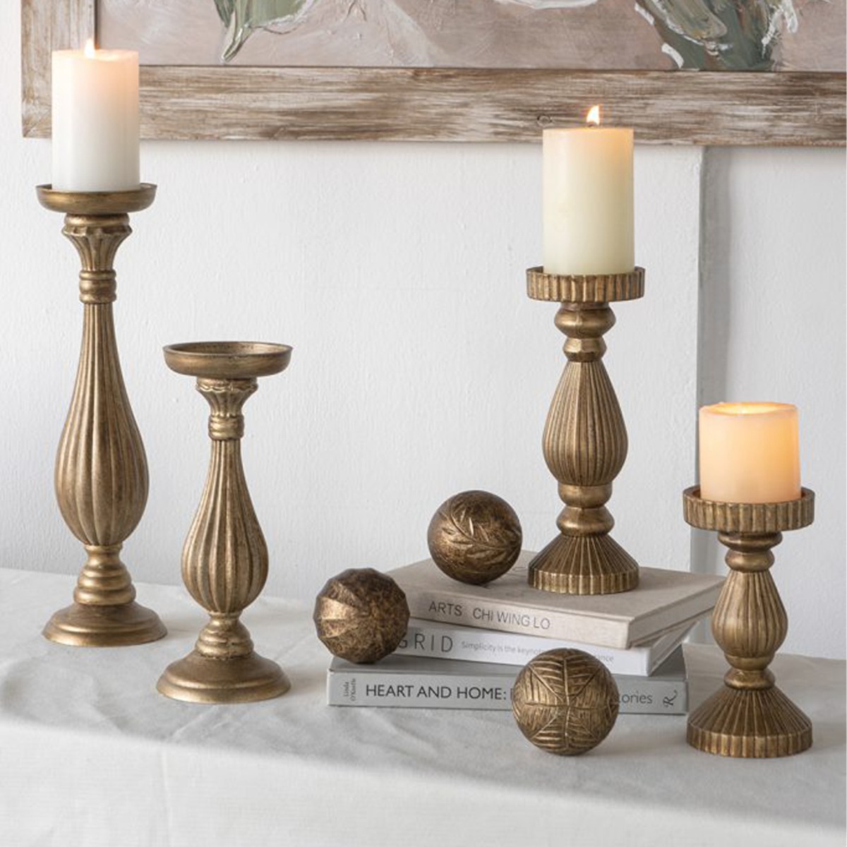 Artekko Solis Χρυσό MDF Κηροπήγιο (10.8x10.8x39.5)cm