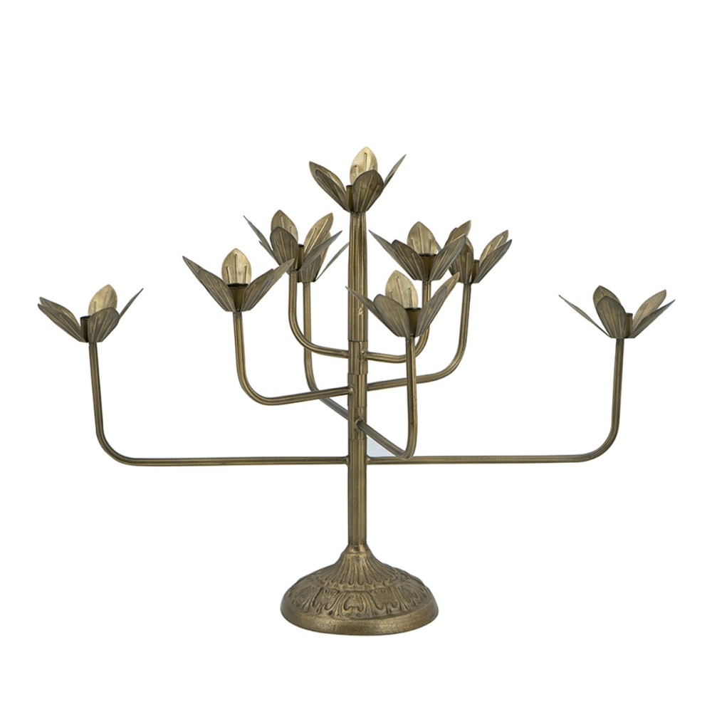 Artekko Solis Χρυσό Μεταλλικό 9κερο Κηροπήγιο (16x61x47.5)cm