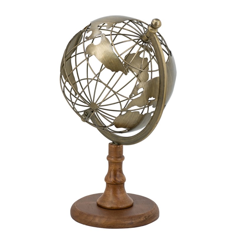 Artekko Solis Χρυσή Μεταλλική Υδρόγειος με Ξύλινη Βάση (23.5x20x36.5)cm