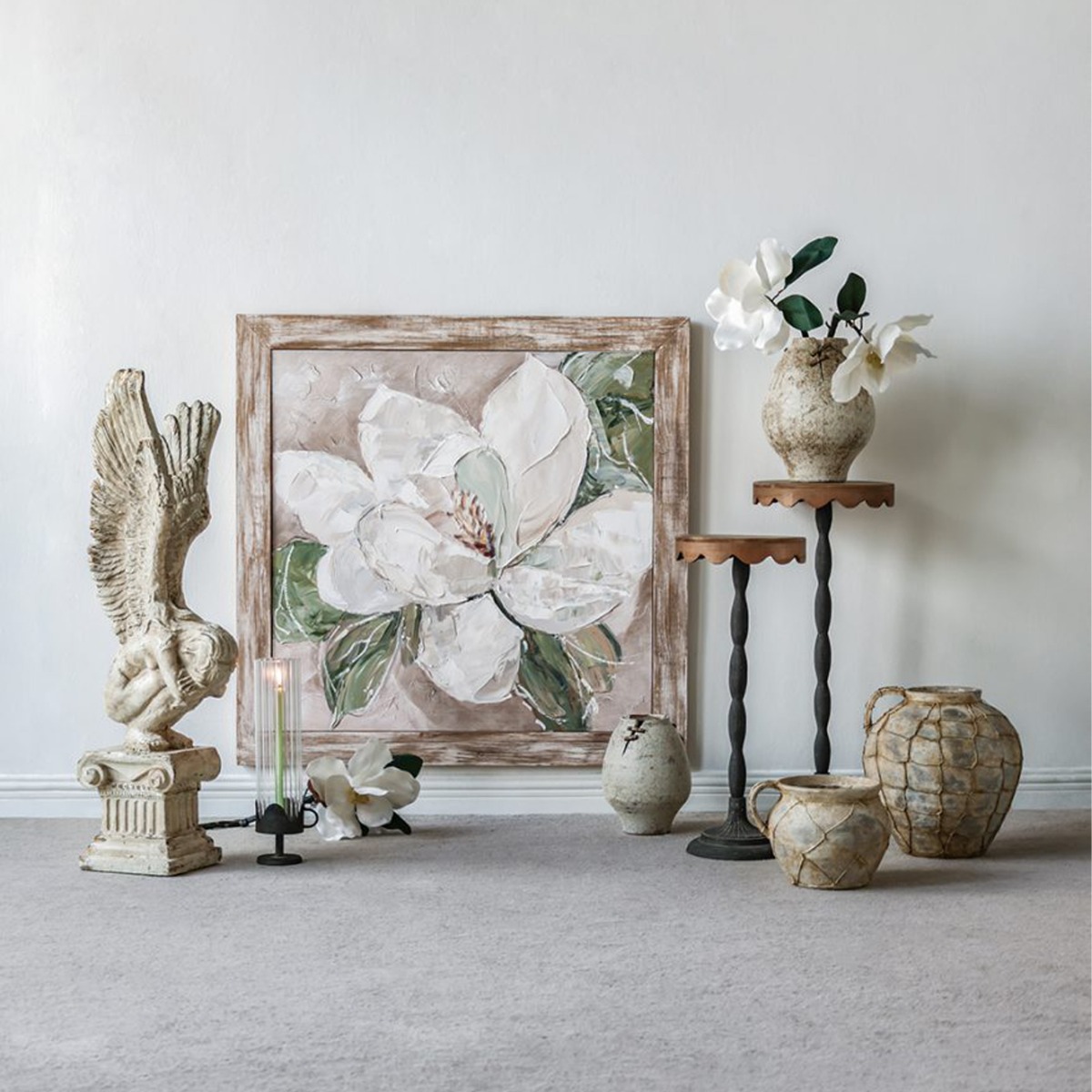 Artekko Solis Καφέ Βοηθητικό Τραπέζι από Ξύλο Ελάτης με Μαύρη Μεταλλική Βάση (30.3x30.3x75)cm