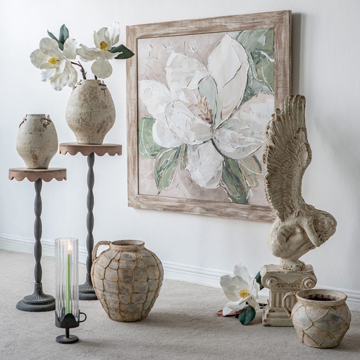 Artekko Solis Καφέ Βοηθητικό Τραπέζι από Ξύλο Ελάτης με Μαύρη Μεταλλική Βάση (26.3x26.3x64.5)cm