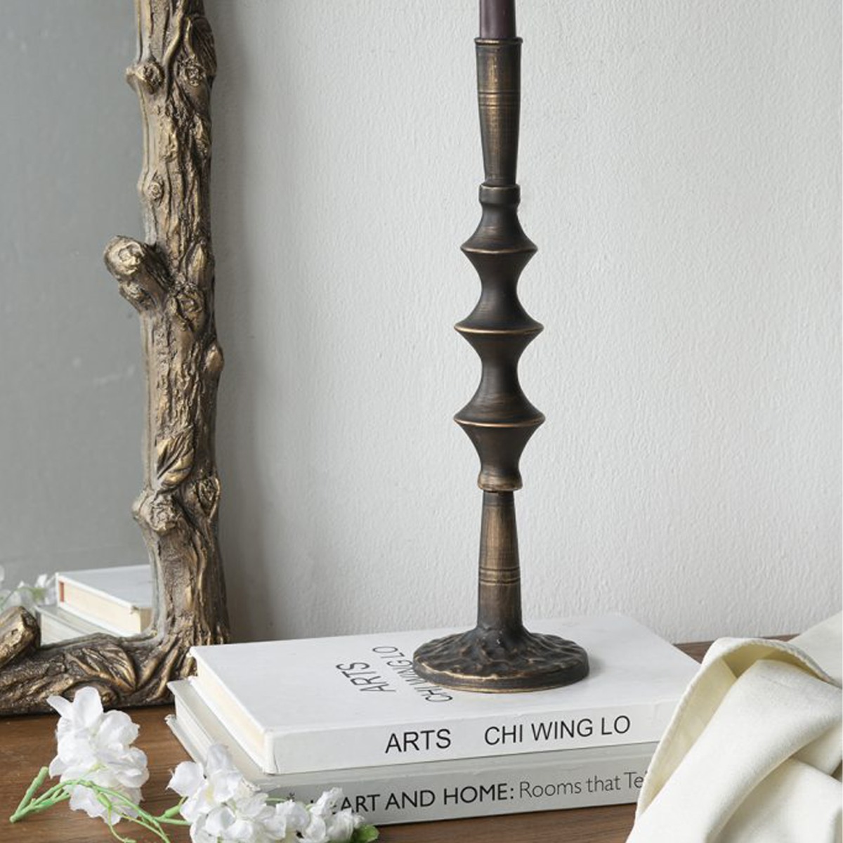 Artekko Solis Μεταλλικό Κηροπήγιο Μαύρο με Χρυσό (10x10x35)cm