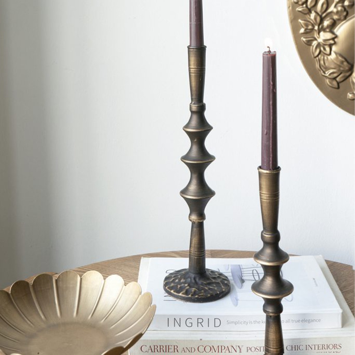 Artekko Solis Μεταλλικό Κηροπήγιο Μαύρο με Χρυσό (10x10x35)cm