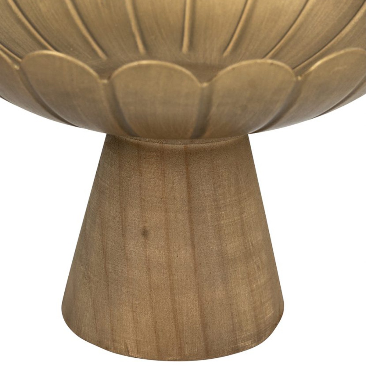 Artekko Solis Χρυσό Μεταλλικό Μπολ με Βάση από Ξύλο Πεύκου (25x25x20)cm