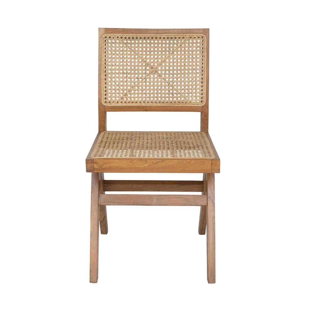 Artekko Lume Καφέ Καρέκλα με Ρατάν από Ξύλο Teak (45x49x89)cm