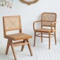 Artekko Lume Καφέ Καρέκλα με Ρατάν από Ξύλο Teak (45x49x89)cm