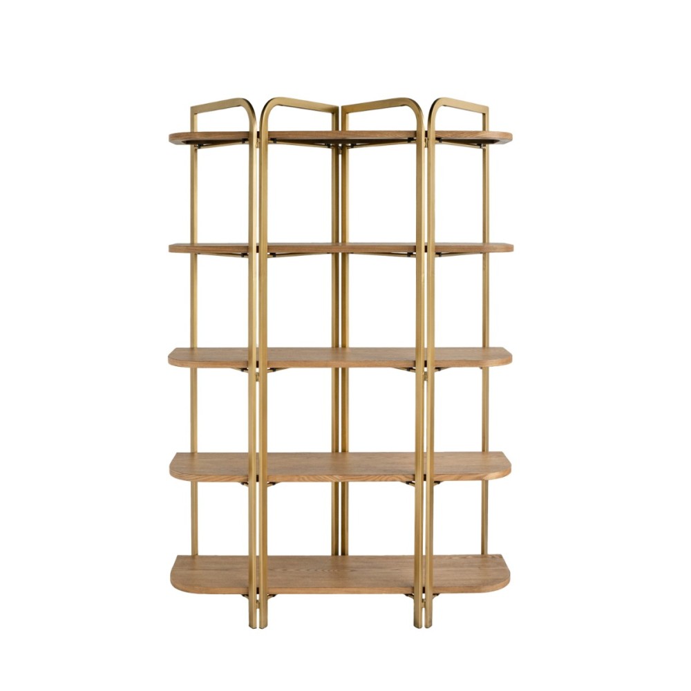 Artekko Lume Καφέ MDF Ραφιέρα με Χρυσό Μεταλλικό Σκελετό (121.5x40x179)cm
