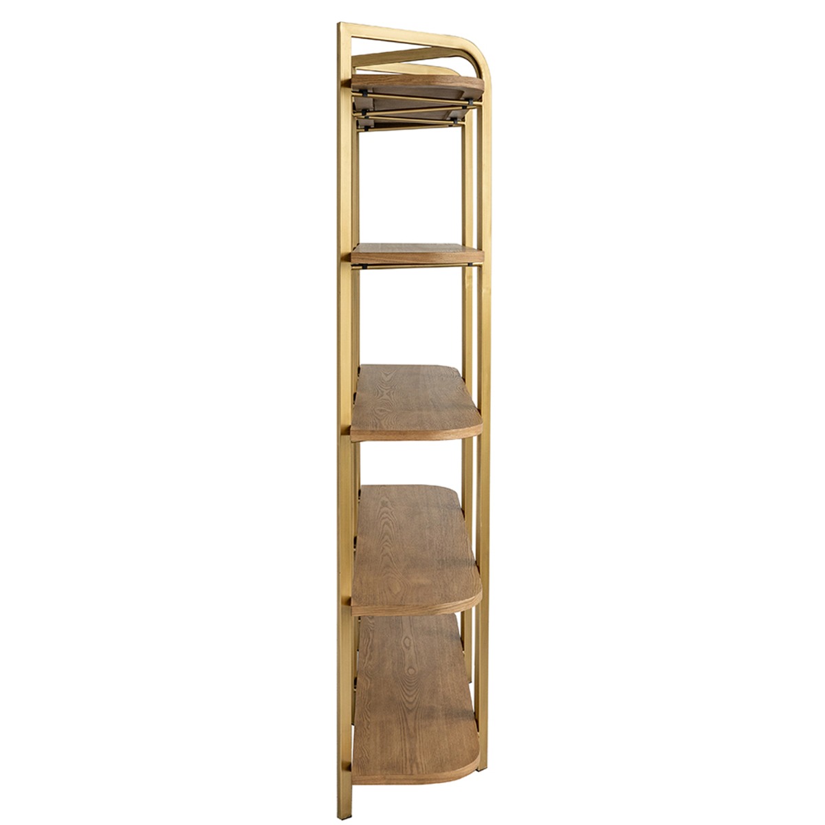 Artekko Lume Καφέ MDF Ραφιέρα με Χρυσό Μεταλλικό Σκελετό (121.5x40x179)cm
