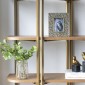 Artekko Lume Καφέ MDF Ραφιέρα με Χρυσό Μεταλλικό Σκελετό (121.5x40x179)cm