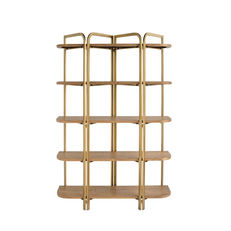 Artekko Lume Καφέ MDF Ραφιέρα με Χρυσό Μεταλλικό Σκελετό (121.5x40x179)cm