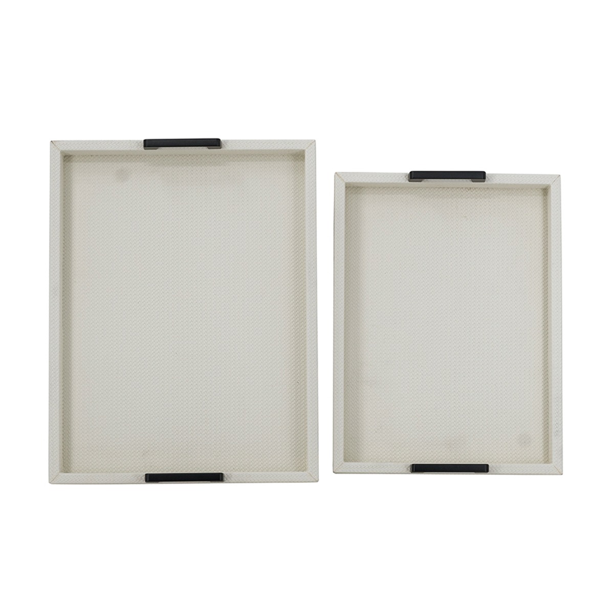 Artekko Lisa Λευκοί MDF Διακοσμητικοί Δίσκοι με Τεχνόδερμα (45.72x35.56x6.35)cm (39.37x30.48x6.35)cm 2pcs