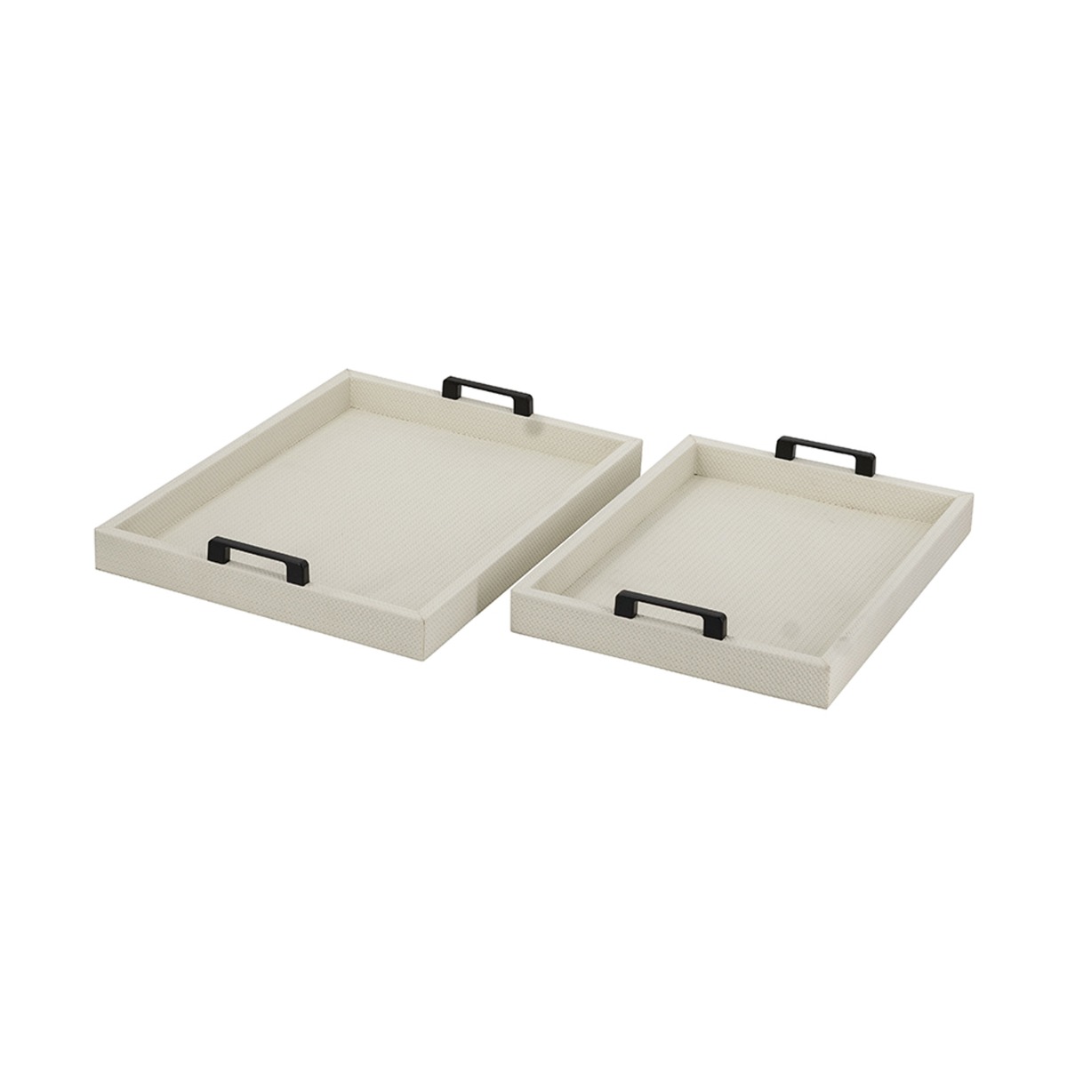 Artekko Lisa Λευκοί MDF Διακοσμητικοί Δίσκοι με Τεχνόδερμα (45.72x35.56x6.35)cm (39.37x30.48x6.35)cm 2pcs