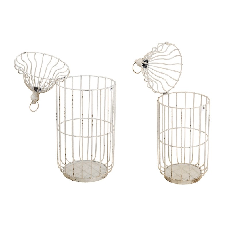Artekko Lantern Μεταλλικά Φανάρια Κλουβιά σε Λευκή Πατίνα (26.7x26.7x67.3)cm (22.9x22.9x57.1)cm 2pcs