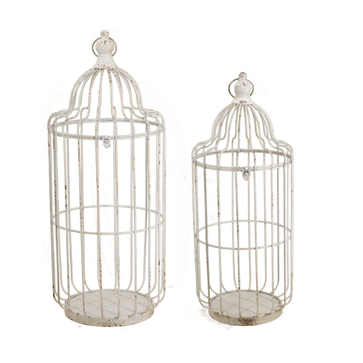 Artekko Lantern Μεταλλικά Φανάρια Κλουβιά σε Λευκή Πατίνα (26.7x26.7x67.3)cm (22.9x22.9x57.1)cm 2pcs